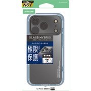 iPhone 17 Pro Max用 ケース ハイブリッド カバー 衝撃吸収 磁気吸着対応メタルステッカー付 ストラップホール付 背面ガラス 極限保護 クリア PM-A25DHVCGKCR