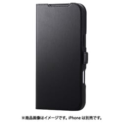 iPhone 17 Pro Max用 ケース レザー カバー 手帳型 マグネット フラップ 衝撃吸収 ストラップホール付 スタンド機能付 ブラック PM-A25DPLFY3BK