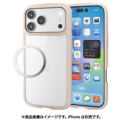 iPhone 17 Pro Max用 ケース ハイブリッド カバー 衝撃吸収 軽量 薄型 磁気吸着対応メタルステッカー付 ストラップホール付 ストラップホールシート付 TOUGH SLIM LITE ベージュ PM-A25DTSLFCBE