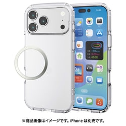iPhone 17 Pro Max用 ケース ソフト カバー 衝撃吸収 軽量 薄型 磁気吸着対応メタルステッカー付 ストラップホール付 ストラップホールシート付 高透明 クリア PM-A25DTSLUC3CR