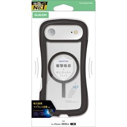 iPhone Air用 ケース ハイブリッド カバー 衝撃吸収 MAGKEEP 磁力吸着ワイヤレス充電対応 ストラップホール付 ストラップホールシート付 Grippy ブラック PM-A25BGRPFMBK