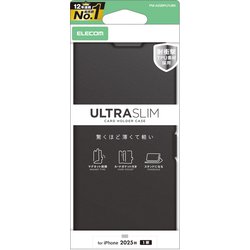 iPhone Air用 ケース レザー カバー 手帳型 マグネット フラップ 衝撃吸収 超軽量 薄型 スタンド機能付 UltraSlim ブラック PM-A25BPLFUBK