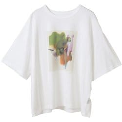 kanako SasakiコラボプリントTシャツ レディース フィットネス ヨガ シャツ ホワイト×グリーン(01) B1953JUB018