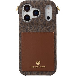 iPhone 17 Pro用 MICHAEL KORS - Wrap Case Pocket with Strap Brown MKWSBRWPWIP2563P
