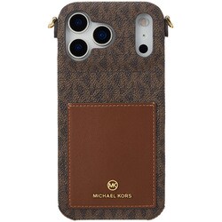 iPhone 17 Pro Max用 MICHAEL KORS - Wrap Case Pocket with Strap Brown MKWSBRWPWIP2569