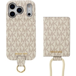 iPhone 17 Pro用 MICHAEL KORS - Wrap Case Magsafe Card Wallet with Strap Vanilla MKWSCWVNLPWIP2563P