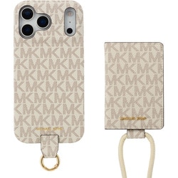 iPhone 17 Pro Max用 MICHAEL KORS - Wrap Case Magsafe Card Wallet with Strap Vanilla MKWSCWVNLPWIP2569