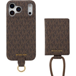 iPhone 17 Pro Max用 MICHAEL KORS - Wrap Case Magsafe Card Wallet with Strap Brown MKWSCWBRNPWIP2569