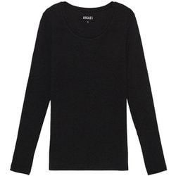 メリノウールブレンドスクープネックTシャツ レディース カットソー ノワール（001） Lサイズ ZTFBM45