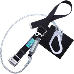 TSUYORON 胴ベルト型墜落制止用器具（ロープタイプ）LSA（三つ打ちロープ）黒 Mサイズ 幅50MM×長さ1200MM TBLSA599BLKMBP