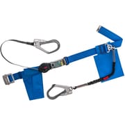 TSUYORON 胴ベルト型墜落制止用器具（巻取タイプ）補助ロープ2丁掛け仕様 ロック機構付きワン・ハンドリトラ＋伸縮式補助ロープ 青 Lサイズ 幅50MM×長さ1400MM TBORL2593NVBL4BKLBP