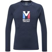 トリロジーウールTシャツロングスリーブ メンズ カットソー SAPHIR(N7317) Lサイズ(日本:XLサイズ) MIV9946
