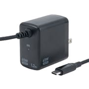 急速充電器 USB PD（パワーデリバリー）対応 USB-Cケーブル一体型 1.2m 65W GAN採用 LED表示付き ブラック JYU-AC0212BK
