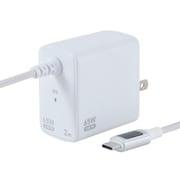 急速充電器 USB PD（パワーデリバリー）対応 USB-Cケーブル一体型 2m 65W GAN採用 LED表示付き ホワイト JYU-AC0220W