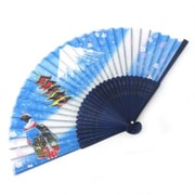 シルク扇子 富士山・舞妓・五重塔 ブルーラメ入り FA504-331