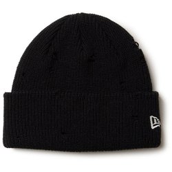 ベーシックカフニットリブニットダメージ ニットキャップ ブラック 14669943