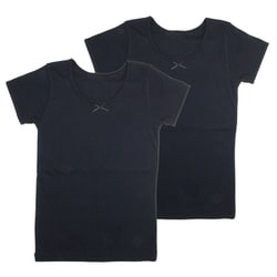 4516736 [【女の子】ジュニア 胸二重半袖インナー| 2枚組 黒| 160cm【吸水速乾/綿100％】]