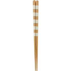 塗箸 食洗機対応 ライトウッド 約長さ23cm 白ボーダー WS-1017