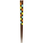 塗箸 食洗機対応 モダン市松 約長さ23cm オレンジ MM-1601