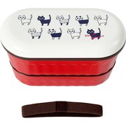 Potter 2段ランチボックス ネコ 640ml(上段/390ml、下段/250ml) レッド MM-283