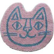 おかべてつろう インテリアマット ねこ 約縦50cm×横55cm ピンク