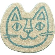 おかべてつろう インテリアマット ねこ 約縦50cm×横55cm ベージュ