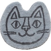 おかべてつろう インテリアマット ねこ 約縦50cm×横55cm グレー