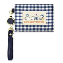 SPMS-167 PEANUTS リール付き二つ折りパスケース オラフ ネイビーチェック