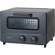 オーブントースター 4枚焼き コンパクト 無段階温度調節 1200W タイマー30分 遠赤外線ヒーター 鉄製フレーム扉 パンくずトレイ付 ブラック TSB60A-K