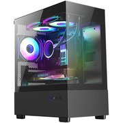 ゲーミングPCケース フロント/サイド強化ガラス仕様 マイクロATX・ミニITX KX-M03-BK