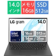 ノートパソコン/LG gram/14型/Core Ultra 5 125H/メモリ 16GB/SSD 512GB/Windows 11 Home/オブシディアンブラック 14Z90S-GA55J