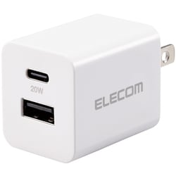 USB急速充電器 USB PD（パワーデリバリー）対応 20W USB-C×1/USB-A×1 PSE適合 折りたたみ式プラグ ホワイト MPA-AC12020XWH