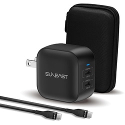 急速充電器 48W USB Power Delivery対応 /GaN（窒化ガリウム）採用 シリコンケーブル1m付 小物入れポーチ付 ブラック SE-AC048EC001BKF