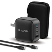 急速充電器 70W USB Power Delivery対応 /GaN（窒化ガリウム）採用 シリコンケーブル2m付 小物入れポーチ付 ブラック SE-AC070DC001BKF