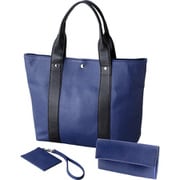 YOB78751 [ON THE BAG 姫路レザー手提げトートバッグ＆パスケース＆ミドルウォレット（ブルー）]