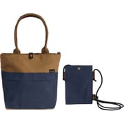 GRH50150-NV [そだてる帆布Grough ＜パラフィン加工帆布× レザー＞トートバッグ＆ スマホミニショルダー（ネイビー× ブラウン）]