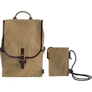 GRH50250-KH [そだてる帆布Grough ＜パラフィン加工帆布× レザー＞リュック＆ スマホミニショルダー（ベージュ× カーキ）]