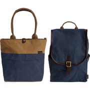 GRH50300-NV [そだてる帆布Grough ＜パラフィン加工帆布× レザー＞トートバッグ＆ リュック（ネイビー× ブラウン）]