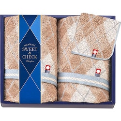 今治 スイート&チェック フェイスタオル×2、ミニタオル×1 SWC60350