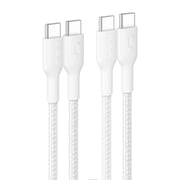 USB-C to USB-C 編組ケーブル 60W 2m ホワイト 2本セット CAB024FQ2MWH2PK