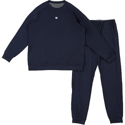 血行促進ルームウエアー 遠赤外線 TERAX 男女兼用 UNISEX ストレッチ ミニ裏毛 上下セット パンツ両サイドポケット Sサイズ ネイビー 385039 S NB