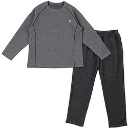 血行促進ルームウエアー 遠赤外線 TERAX 男女兼用 UNISEX ボリュームダンボール 保温 あったか 上下セット パンツ両サイドポケット Lサイズ チャコールグレー 385040 L CG