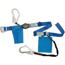 TSUYORON 胴ベルト型墜落制止用器具（巻取タイプ）ランヤード2丁掛け仕様 ロック機構付きロックリトラ・伸縮式ノビロン 青 幅50MM×長さ1600MM 130KG対応型 TB2LRL593NV5931BL4BKLL130KG-