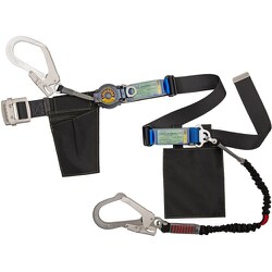 TSUYORON 胴ベルト型墜落制止用器具（巻取タイプ）ランヤード2丁掛け仕様 ロック機構付きロックリトラ・伸縮式ノビロン 黒 幅50MM×長さ1600MM 130KG対応型 TB2LRL593NV5931BLKBKLL130KG-