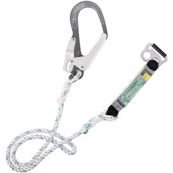 TSUYORON 胴ベルト型墜落制止用器具用ランヤード（ロープタイプ）三つ打ちロープ ショックアブソーバ＋B環FL-68・フックFS-93 D環止めなし TBL-AB-593-N-BP