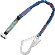 TSUYORON 胴ベルト型墜落制止用器具用副ランヤード（伸縮タイプ）ノビロン（BL）ショックアブソーバ＋連結環FL-51・フックFS-93-1 D環止めなし TBL-AT-NV-S5931-BL-N-BP