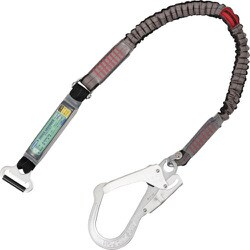 TSUYORON 胴ベルト型墜落制止用器具用副ランヤード（伸縮タイプ）ノビロン（SL）ショックアブソーバ＋連結環FL-51・フックFS-93-1 D環止めなし TBL-AT-NV-S5931-SL-N-BP