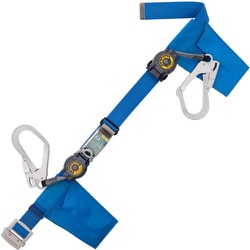 TSUYORON 胴ベルト型墜落制止用器具(巻取タイプ)補助ロープ2丁掛け仕様 ロック機構付きロックリトラ+巻取式補助ロープ 青 Mサイズ 幅50MM×長さ1200MM TB-LRL-2-593-SRBT-BL4-M-JAN-BX