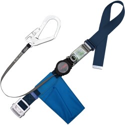 TSUYORON 胴ベルト型墜落制止用器具（巻取タイプ）ロック機構付き ワン・ハンドリトライト 青 Lサイズ 幅50MM×長さ1400MM TB-ORL-593-BL4-L-BP