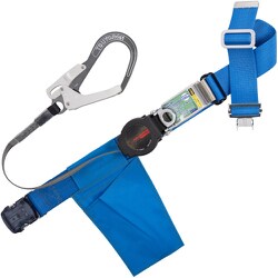 TSUYORON 胴ベルト型墜落制止用器具(巻取タイプ)ロック機構付き ワン・ハンドリトライト 青 Sサイズ 幅50MM×長さ1100MM ワンタッチバックル仕様 TB-ORL-OT593-BL4-S-JAN-BP